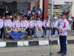 Ratusan Peserta Pawai Pembangunan Dilepas oleh Pj Bupati Barsel dalam Meriahkan HUT ke-79 RI